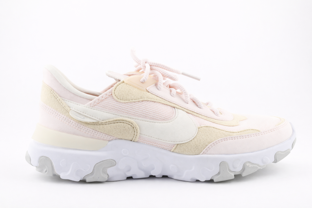 Soft pink Nike React sneaker profile